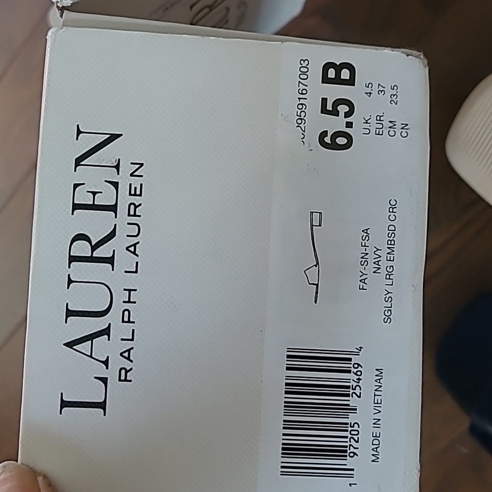 New Lauren Ralph Lauren Women's Fay Slip-on Navy Leather Dress Sandals Size 6.5 - Picture 7 of 8